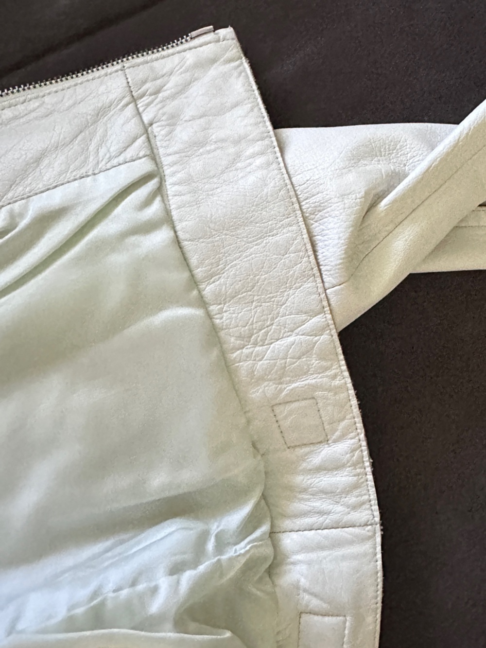 Express genuine White Leather Jacket Motor Biker Classic Zip Front Large vintage - Picture 10 of 10